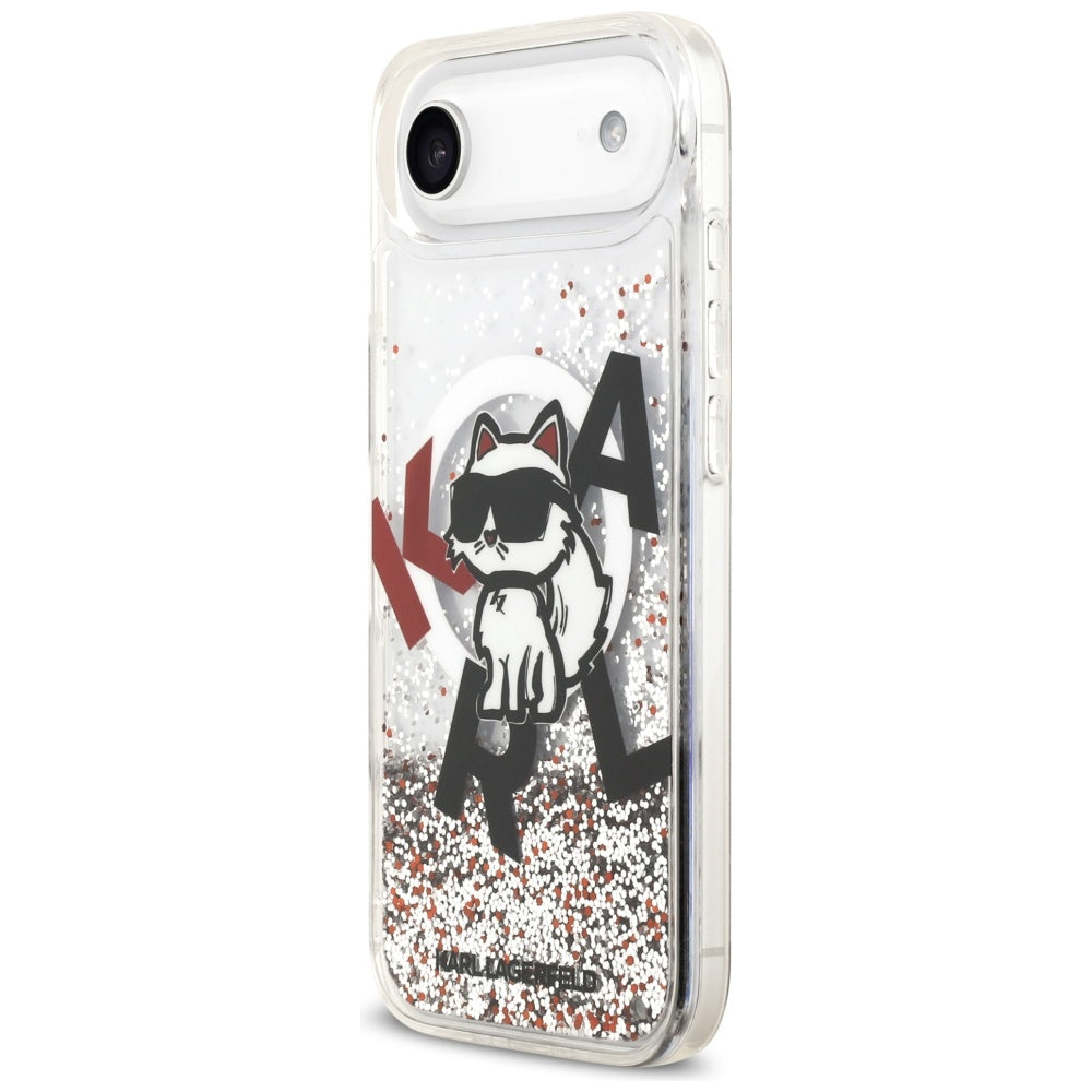 Futrola MagSafe za Apple iPhone 17 Air, Karl Lagerfeld, Liquid Glitter Choupette Logo, Transparentna