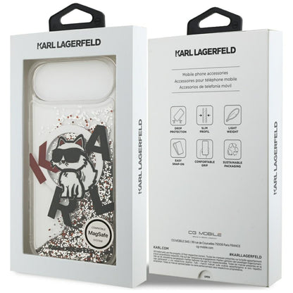 Futrola MagSafe za Apple iPhone 17 Air, Karl Lagerfeld, Liquid Glitter Choupette Logo, Transparentna