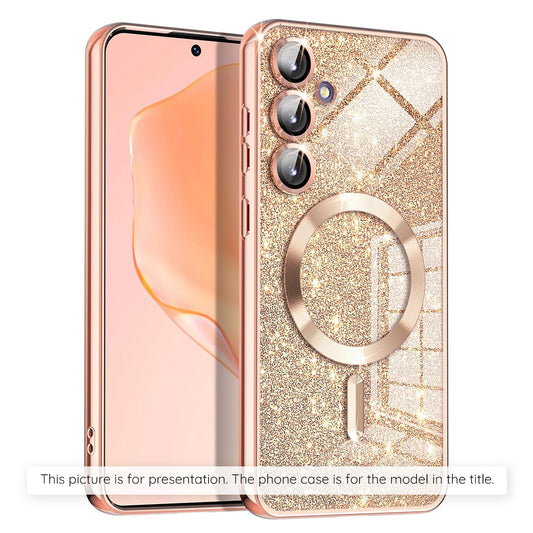 Futrola MagSafe za Apple iPhone 17 Air, Techsuit, Luxury Glitter, Zlatno Roze