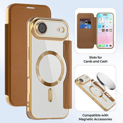 Futrola MagSafe za Apple iPhone 17 Air, Techsuit, SmartMag Book, Braon