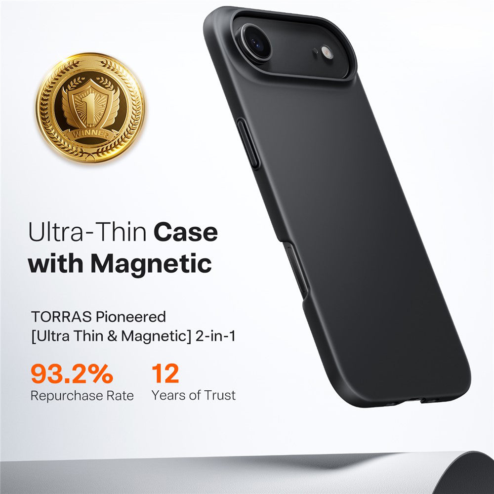 Futrola MagSafe za Apple iPhone 17 Air, Torras, SlimFit, Crna