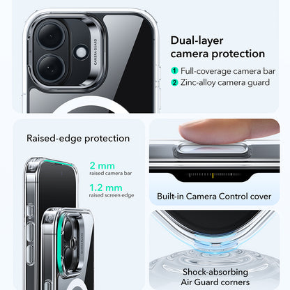 Futrola MagSafe za Apple iPhone 17, ESR, Classic Hybrid Kickstand, Transparentna