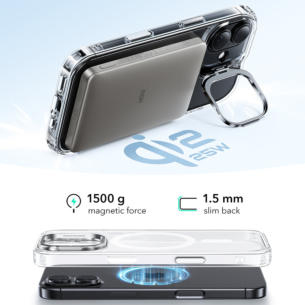 Futrola MagSafe za Apple iPhone 17, ESR, Classic Hybrid Kickstand, Transparentna