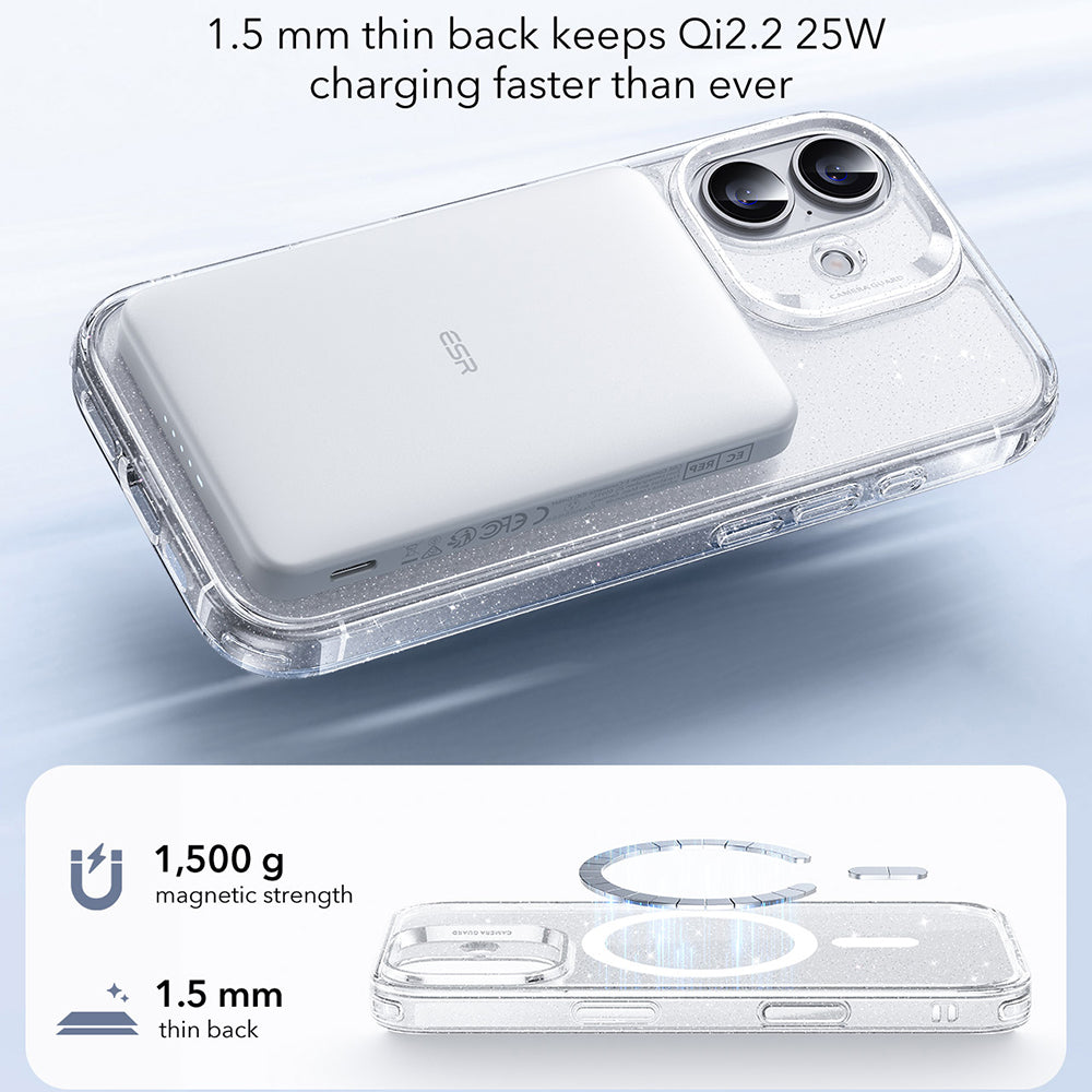 Futrola MagSafe za Apple iPhone 17, ESR, Classic Hybrid Shimmer, Transparentna