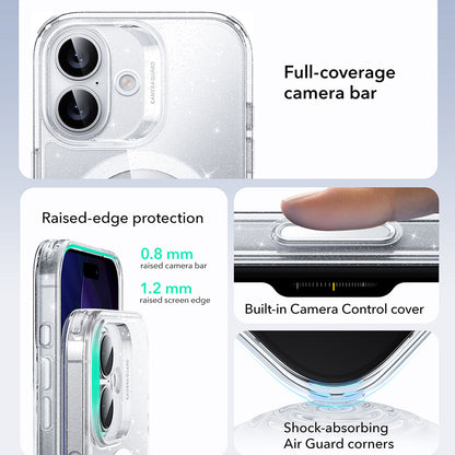 Futrola MagSafe za Apple iPhone 17, ESR, Classic Hybrid Shimmer, Transparentna