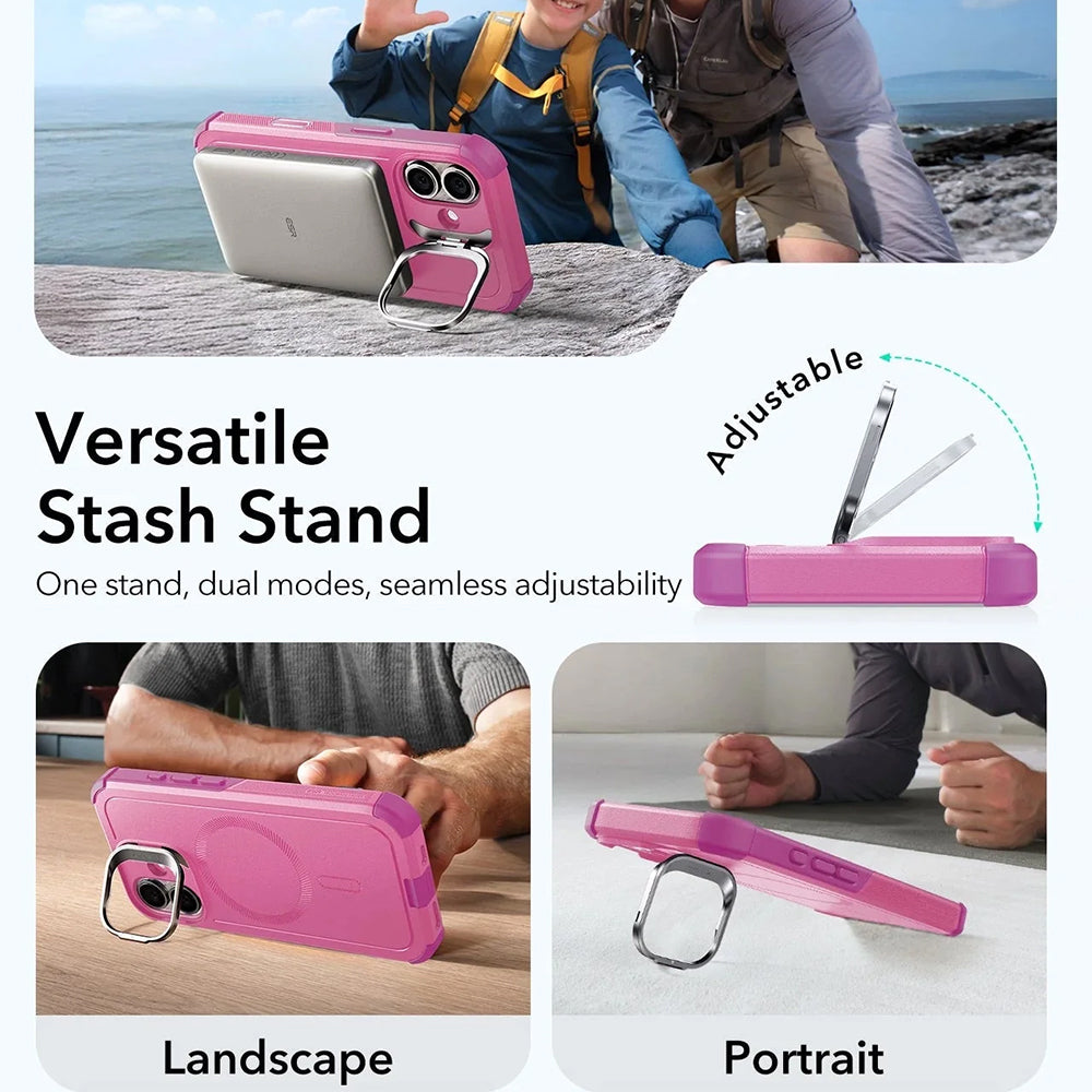Futrola MagSafe za Apple iPhone 17, ESR, Cyber Armor Kickstand, Roze