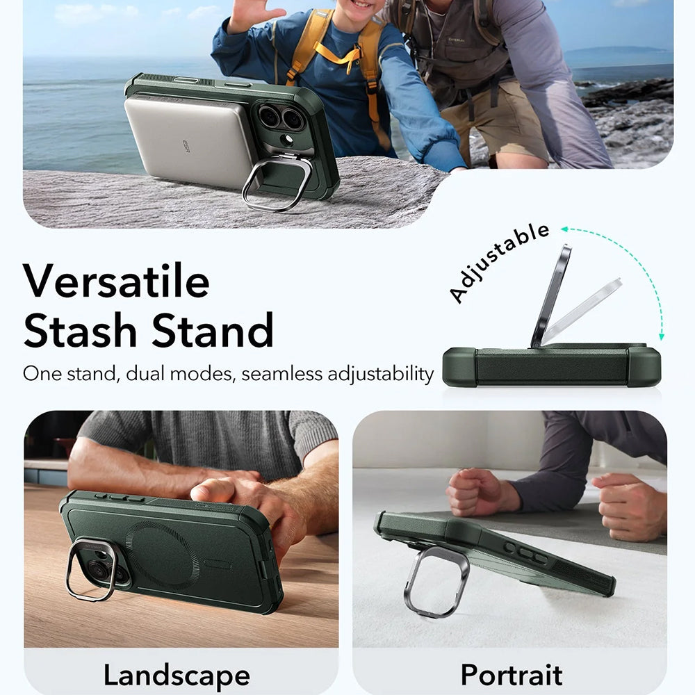 Futrola MagSafe za Apple iPhone 17, ESR, Cyber Armor Kickstand, Zelena