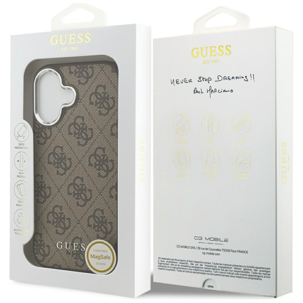 Futrola MagSafe za Apple iPhone 17, Guess, 4G Classic Logo, Braon
