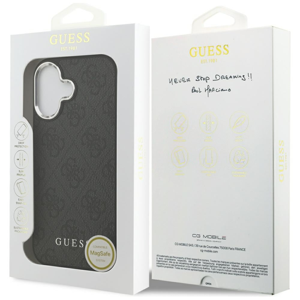 Futrola MagSafe za Apple iPhone 17, Guess, 4G Classic Logo, Crna