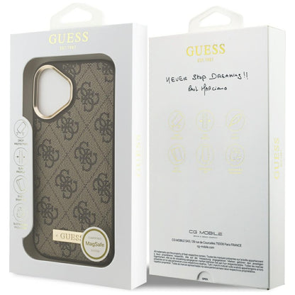 Futrola MagSafe za Apple iPhone 17, Guess, 4G Logo Plate, Braon