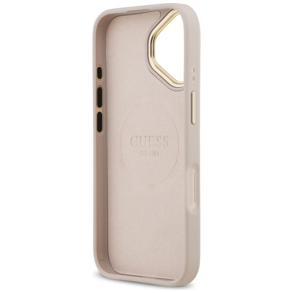 Husa MagSafe za Apple iPhone 17, Guess, 4G Logo Plate, Roze
