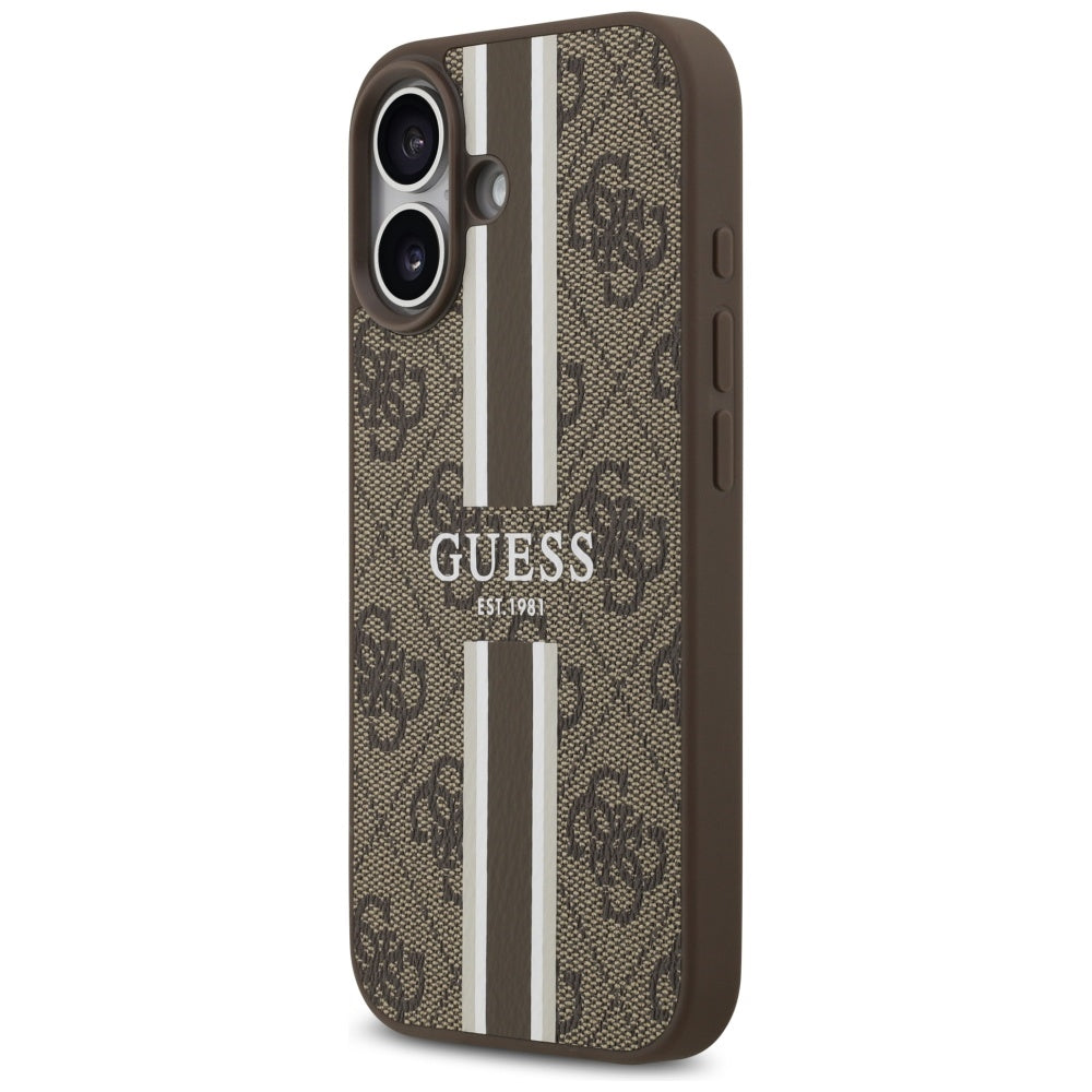 Futrola MagSafe za Apple iPhone 17, Guess, 4G Printed Stripes, Braon