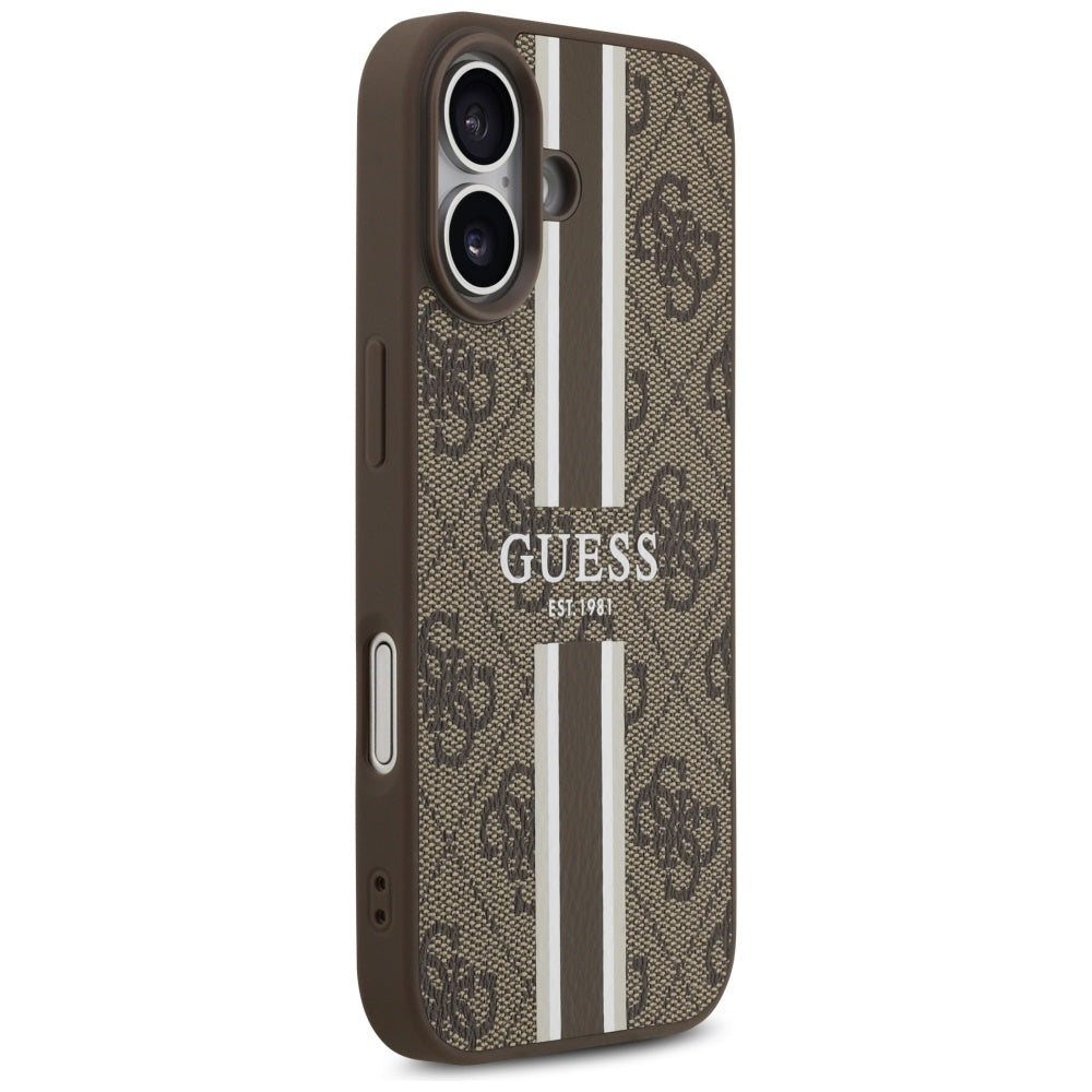 Futrola MagSafe za Apple iPhone 17, Guess, 4G Printed Stripes, Braon