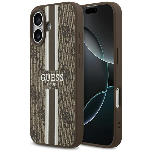 Futrola MagSafe za Apple iPhone 17, Guess, 4G Printed Stripes, Braon