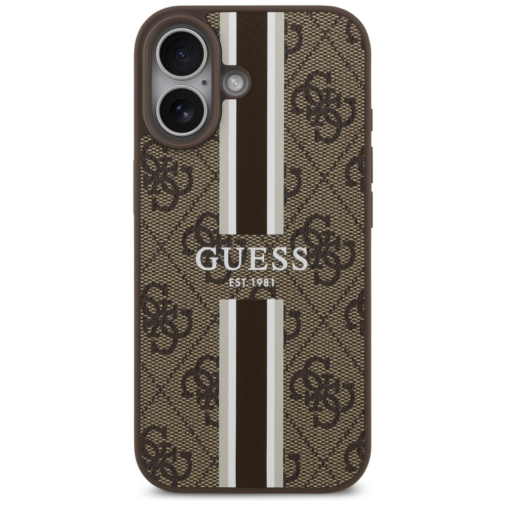 Futrola MagSafe za Apple iPhone 17, Guess, 4G Printed Stripes, Braon