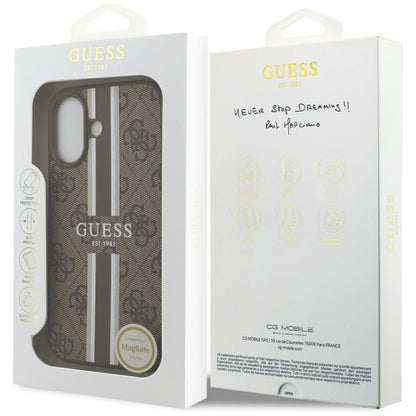 Futrola MagSafe za Apple iPhone 17, Guess, 4G Printed Stripes, Braon