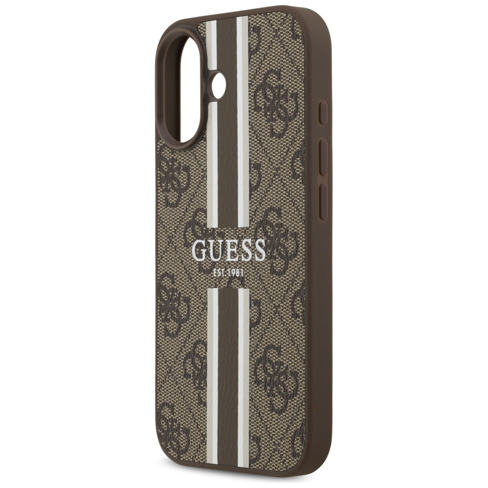 Futrola MagSafe za Apple iPhone 17, Guess, 4G Printed Stripes, Braon