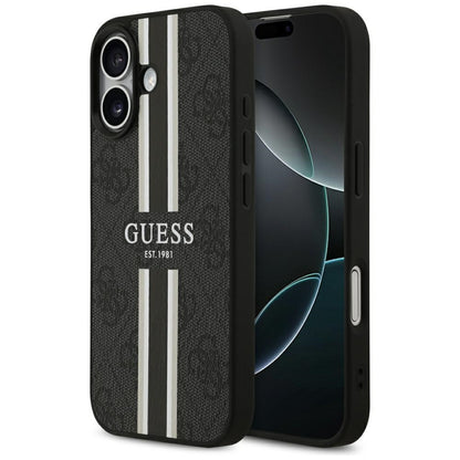Futrola MagSafe za Apple iPhone 17, Guess, 4G Printed Stripes, Crna