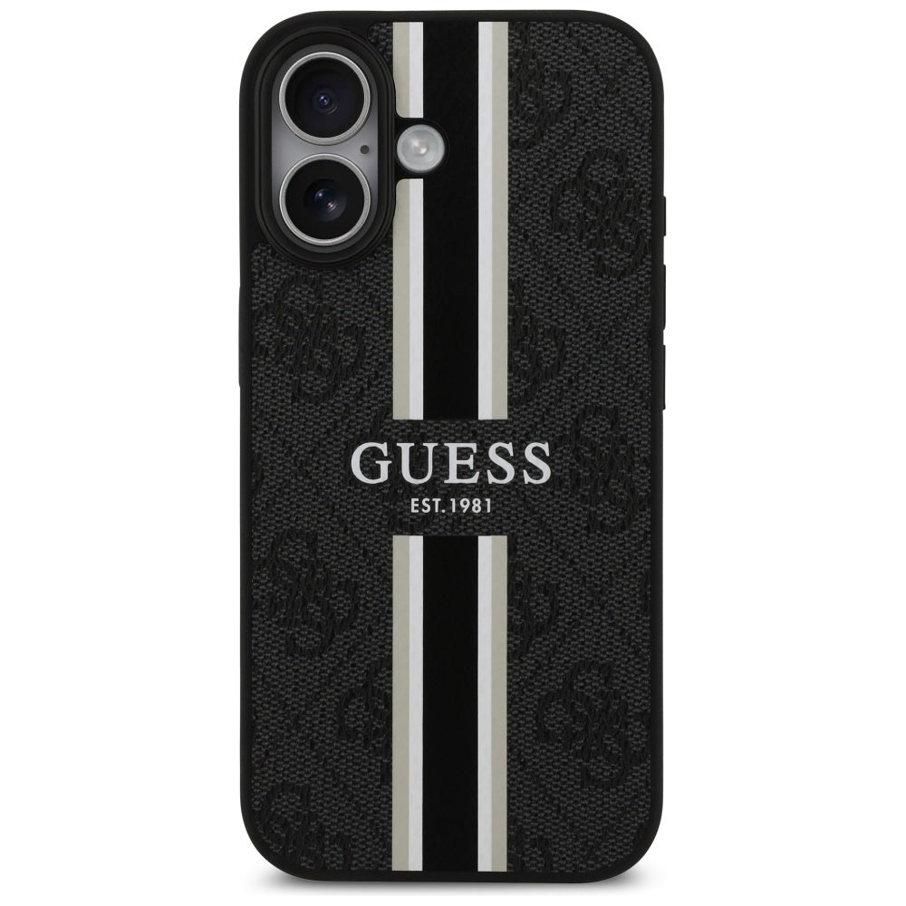 Futrola MagSafe za Apple iPhone 17, Guess, 4G Printed Stripes, Crna
