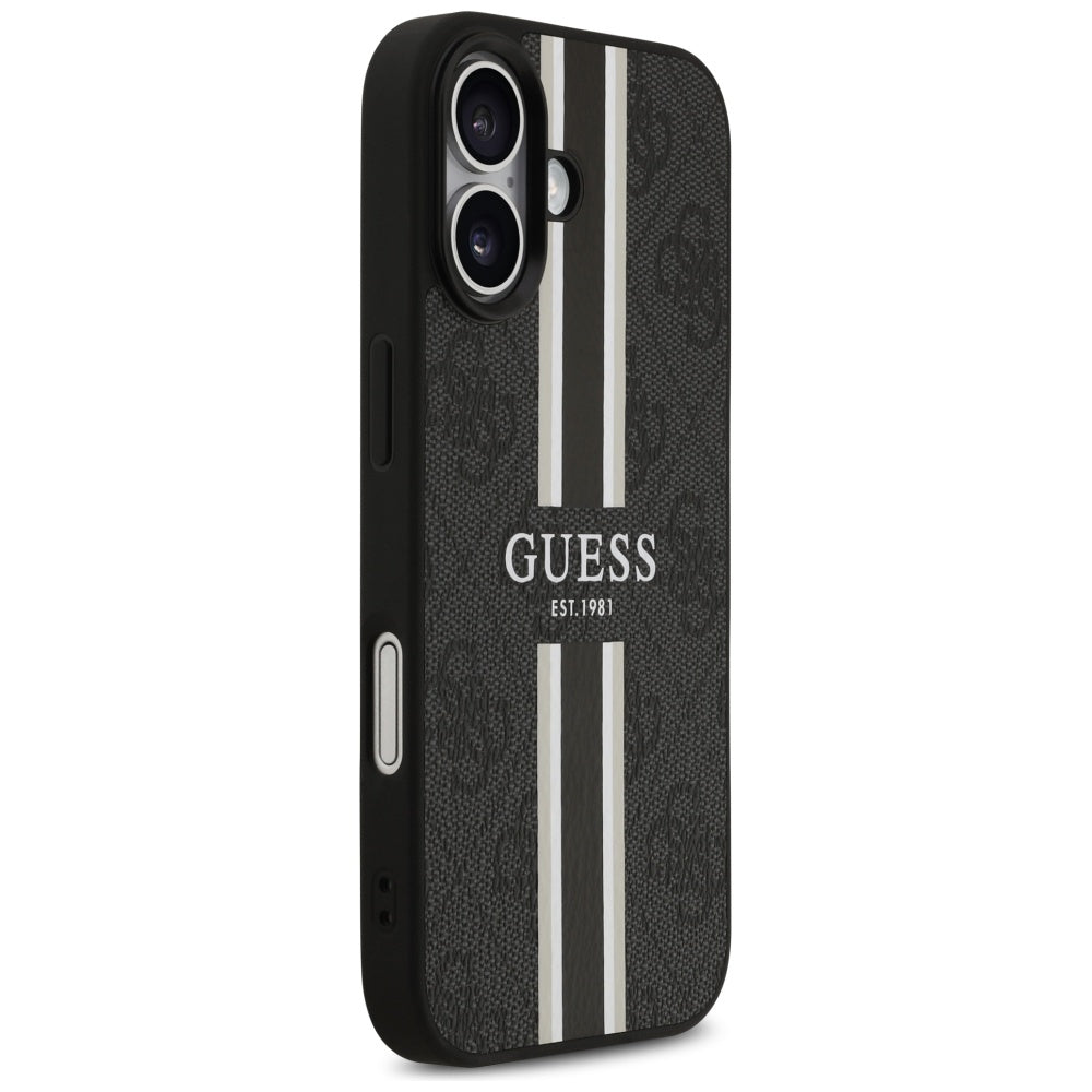 Futrola MagSafe za Apple iPhone 17, Guess, 4G Printed Stripes, Crna