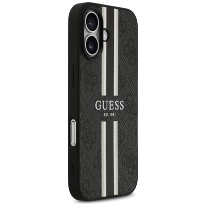 Futrola MagSafe za Apple iPhone 17, Guess, 4G Printed Stripes, Crna