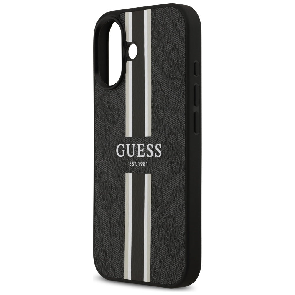 Futrola MagSafe za Apple iPhone 17, Guess, 4G Printed Stripes, Crna