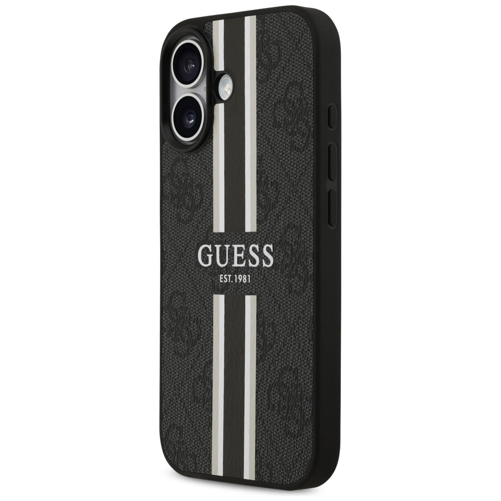 Futrola MagSafe za Apple iPhone 17, Guess, 4G Printed Stripes, Crna