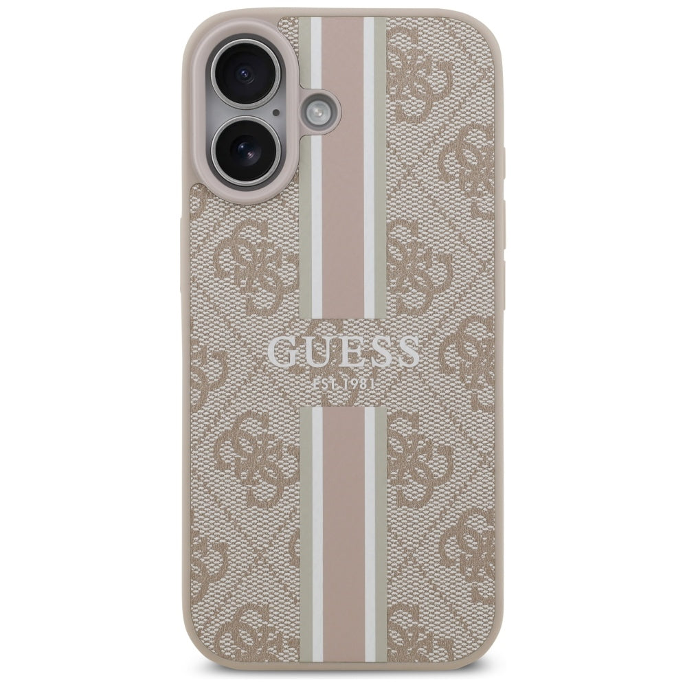 Futrola MagSafe za Apple iPhone 17, Guess, 4G Printed Stripes, Roze