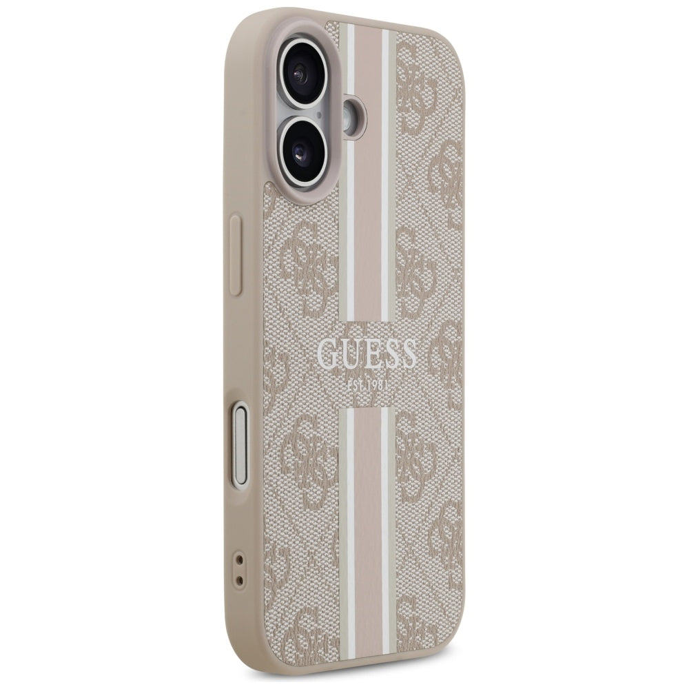 Futrola MagSafe za Apple iPhone 17, Guess, 4G Printed Stripes, Roze