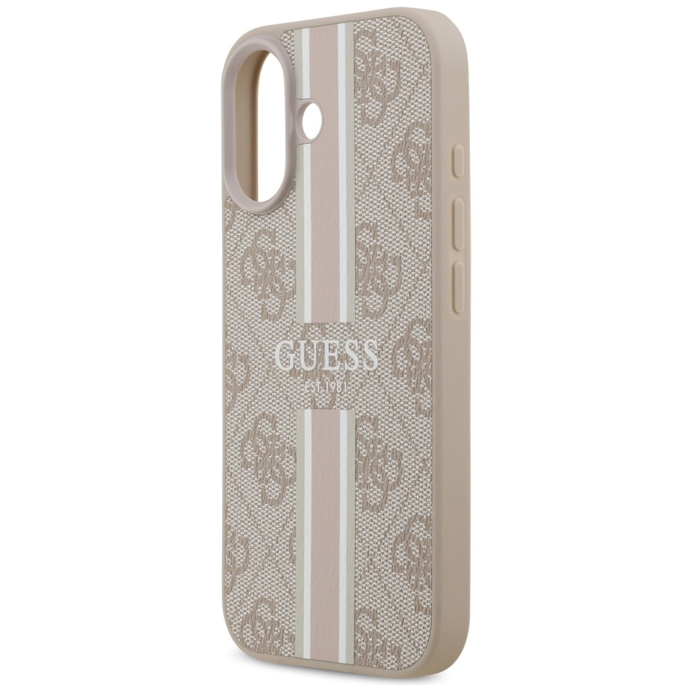 Futrola MagSafe za Apple iPhone 17, Guess, 4G Printed Stripes, Roze
