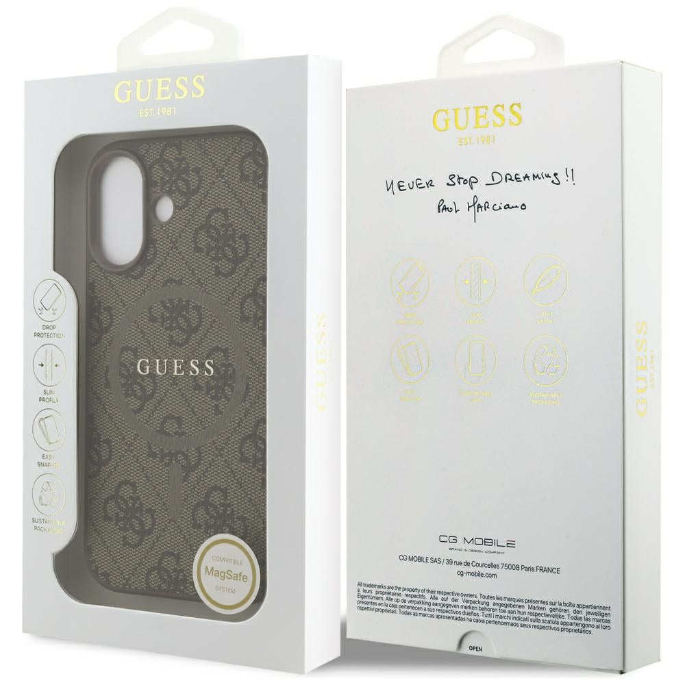 Futrola MagSafe za Apple iPhone 17, Guess, 4G Ring Classic Logo, Braon