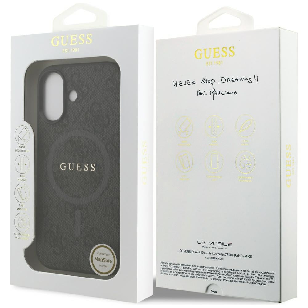 Futrola MagSafe za Apple iPhone 17, Guess, 4G Ring Classic Logo, Crna