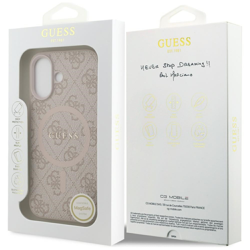 Futrola MagSafe za Apple iPhone 17, Guess, 4G Ring Classic Logo, Roze
