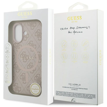 Futrola MagSafe za Apple iPhone 17, Guess, 4G Ring Classic Logo, Roze