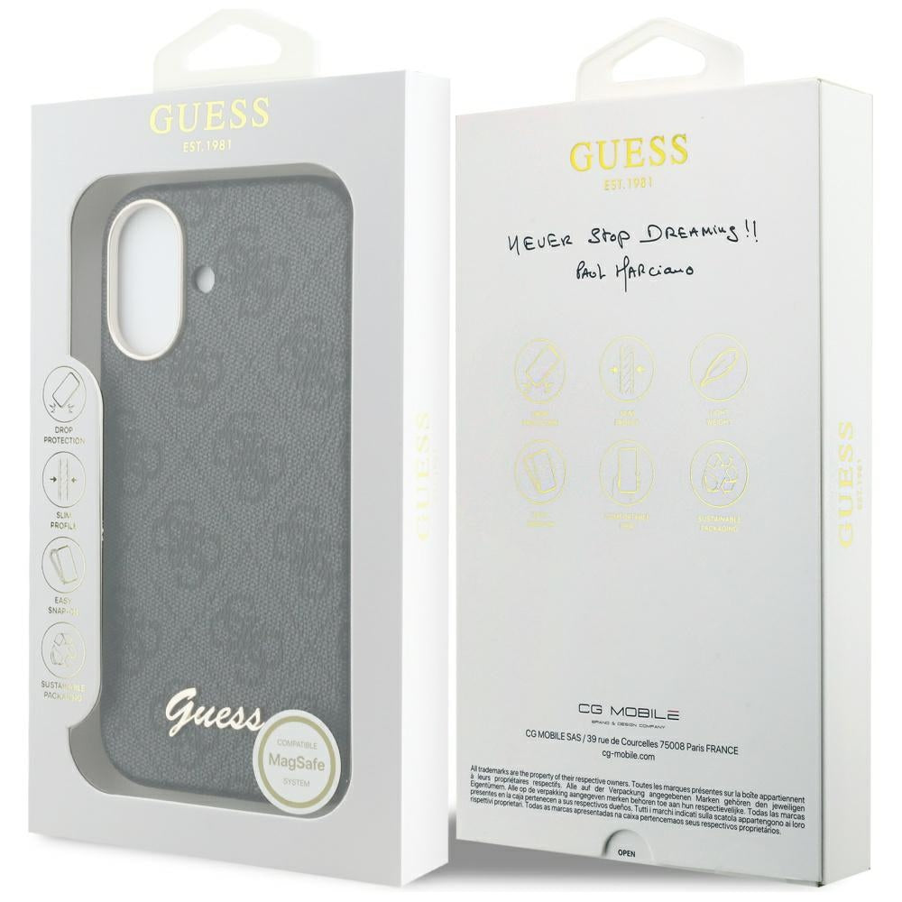 Futrola MagSafe za Apple iPhone 17, Guess, 4G Script Logo, Crna