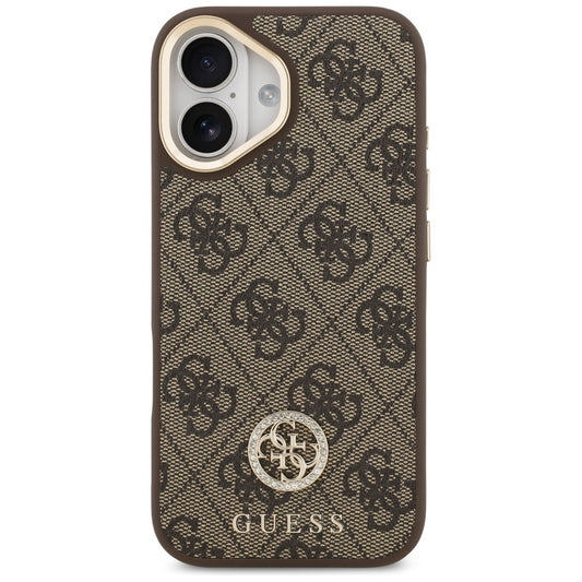 Futrola MagSafe za Apple iPhone 17, Guess, 4G Strass Logo with Big Strap, Braon