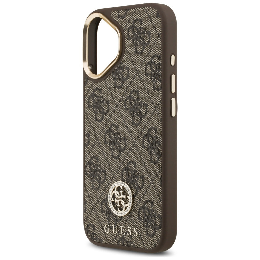 Futrola MagSafe za Apple iPhone 17, Guess, 4G Strass Logo with Big Strap, Braon