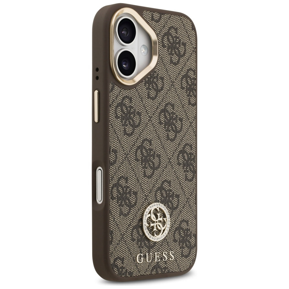 Futrola MagSafe za Apple iPhone 17, Guess, 4G Strass Logo with Big Strap, Braon