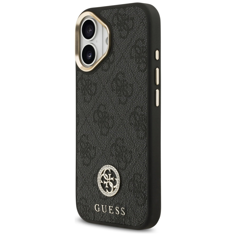 Futrola MagSafe za Apple iPhone 17, Guess, 4G Strass Logo with Big Strap, Crna