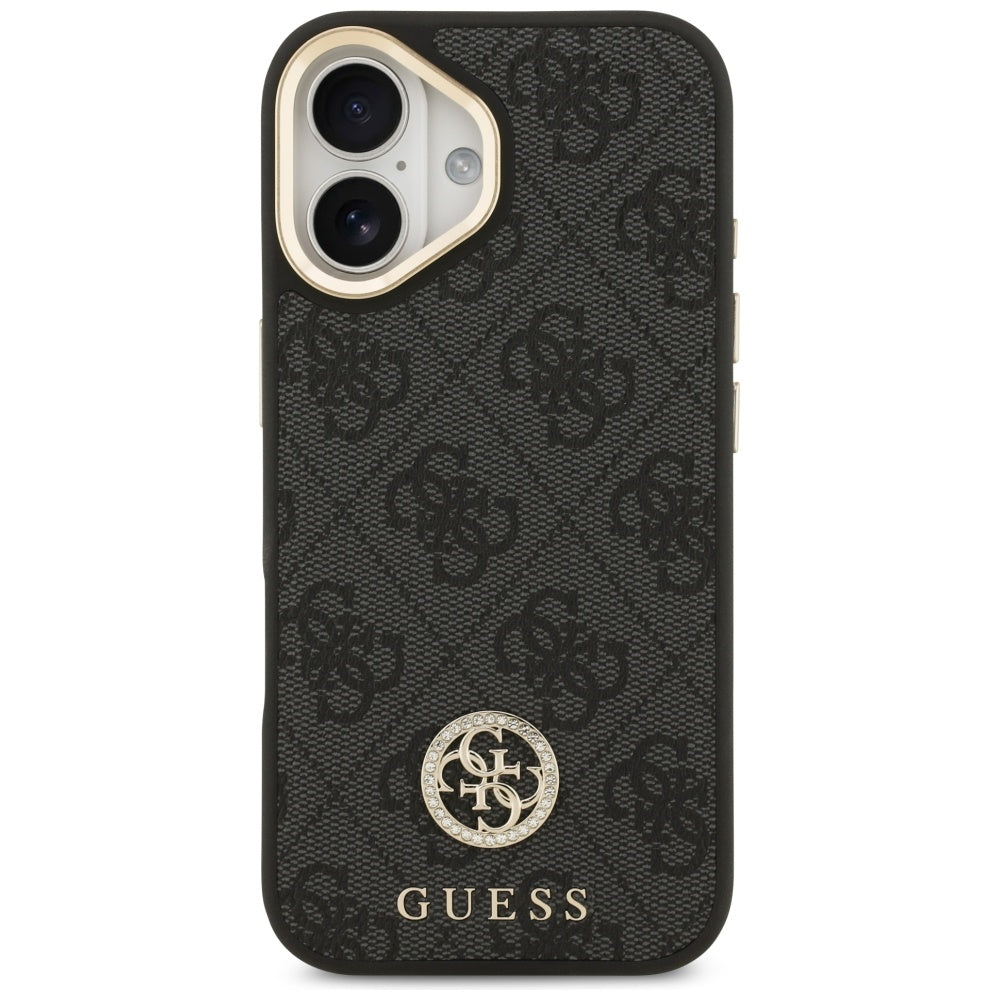 Futrola MagSafe za Apple iPhone 17, Guess, 4G Strass Logo with Big Strap, Crna