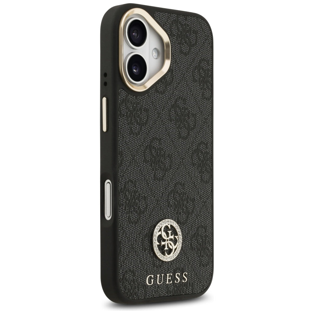 Futrola MagSafe za Apple iPhone 17, Guess, 4G Strass Logo with Big Strap, Crna
