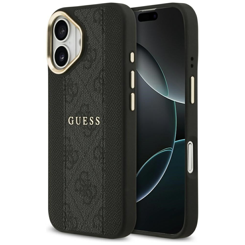 Husa MagSafe za Apple iPhone 17, Guess, 4G Stripe, Crna