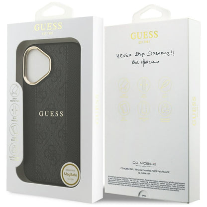 Husa MagSafe za Apple iPhone 17, Guess, 4G Stripe, Crna