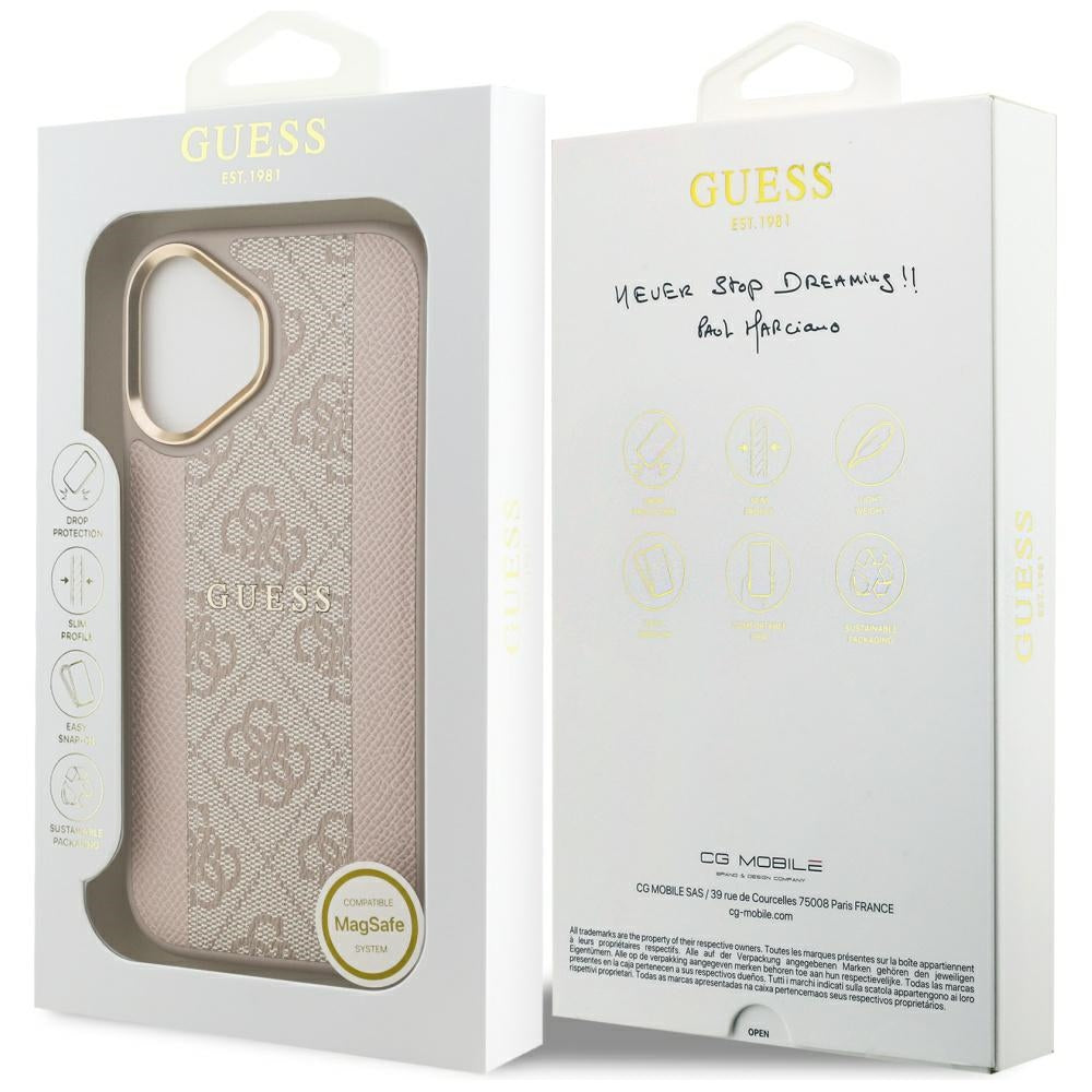 Futrola MagSafe za Apple iPhone 17, Guess, 4G Stripe, Roze