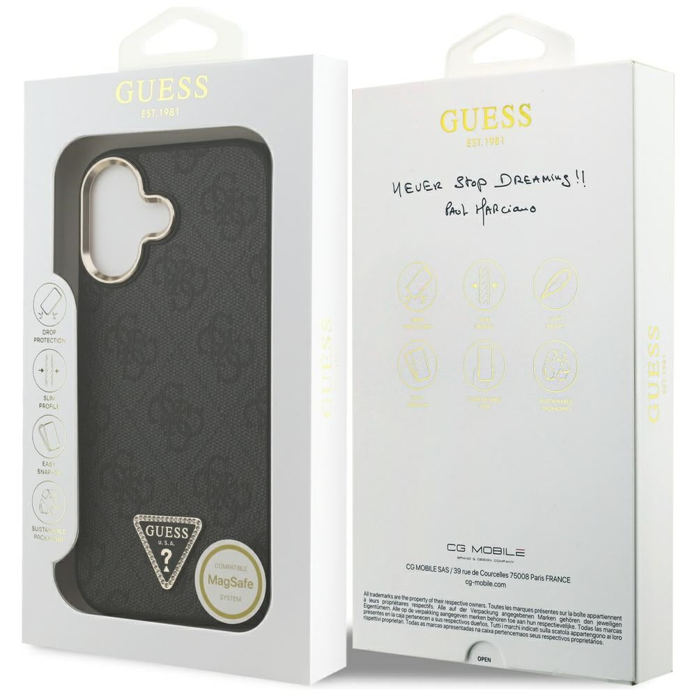 Futrola MagSafe za Apple iPhone 17, Guess, 4G Triangle Diamond Logo, Crna