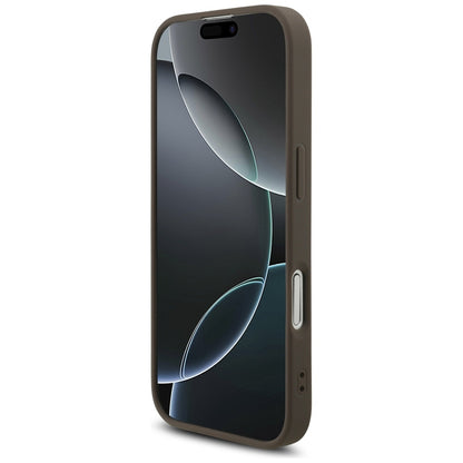 Husa MagSafe za Apple iPhone 17, Guess, 4G Triangle Logo Cord Strap, Braon