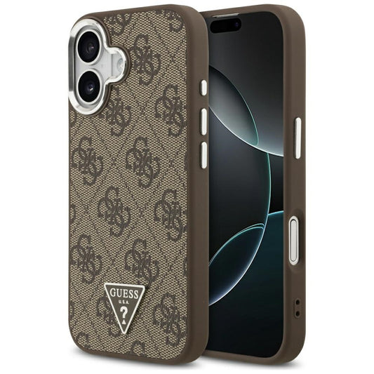 Futrola MagSafe za Apple iPhone 17, Guess, 4G Triangle Logo, Braon Srebrna