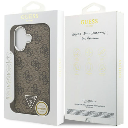Futrola MagSafe za Apple iPhone 17, Guess, 4G Triangle Logo, Braon Srebrna