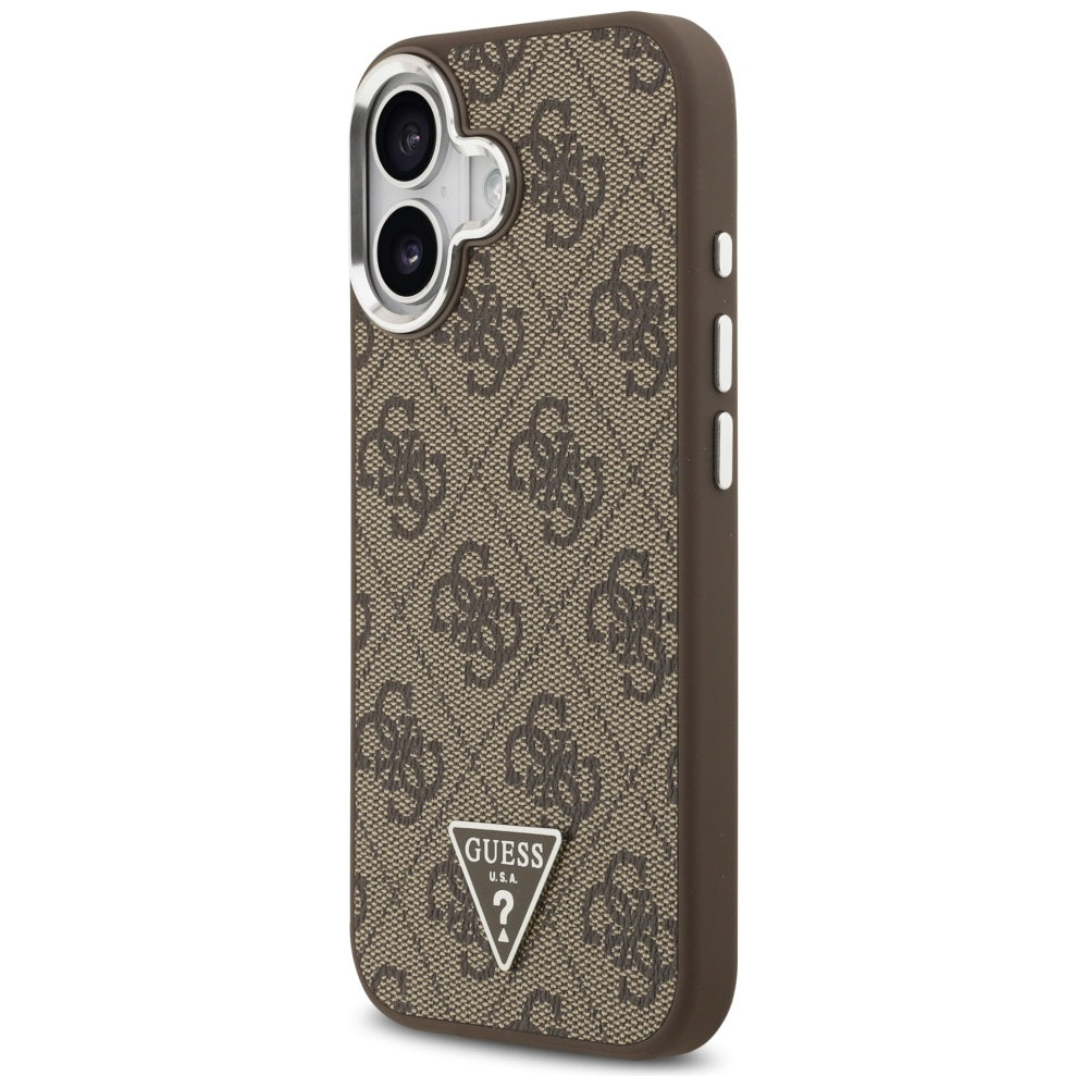 Futrola MagSafe za Apple iPhone 17, Guess, 4G Triangle Logo, Braon Srebrna
