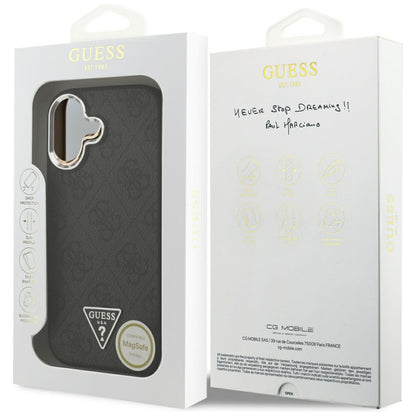 Futrola MagSafe za Apple iPhone 17, Guess, 4G Triangle Logo, Crno Srebrna